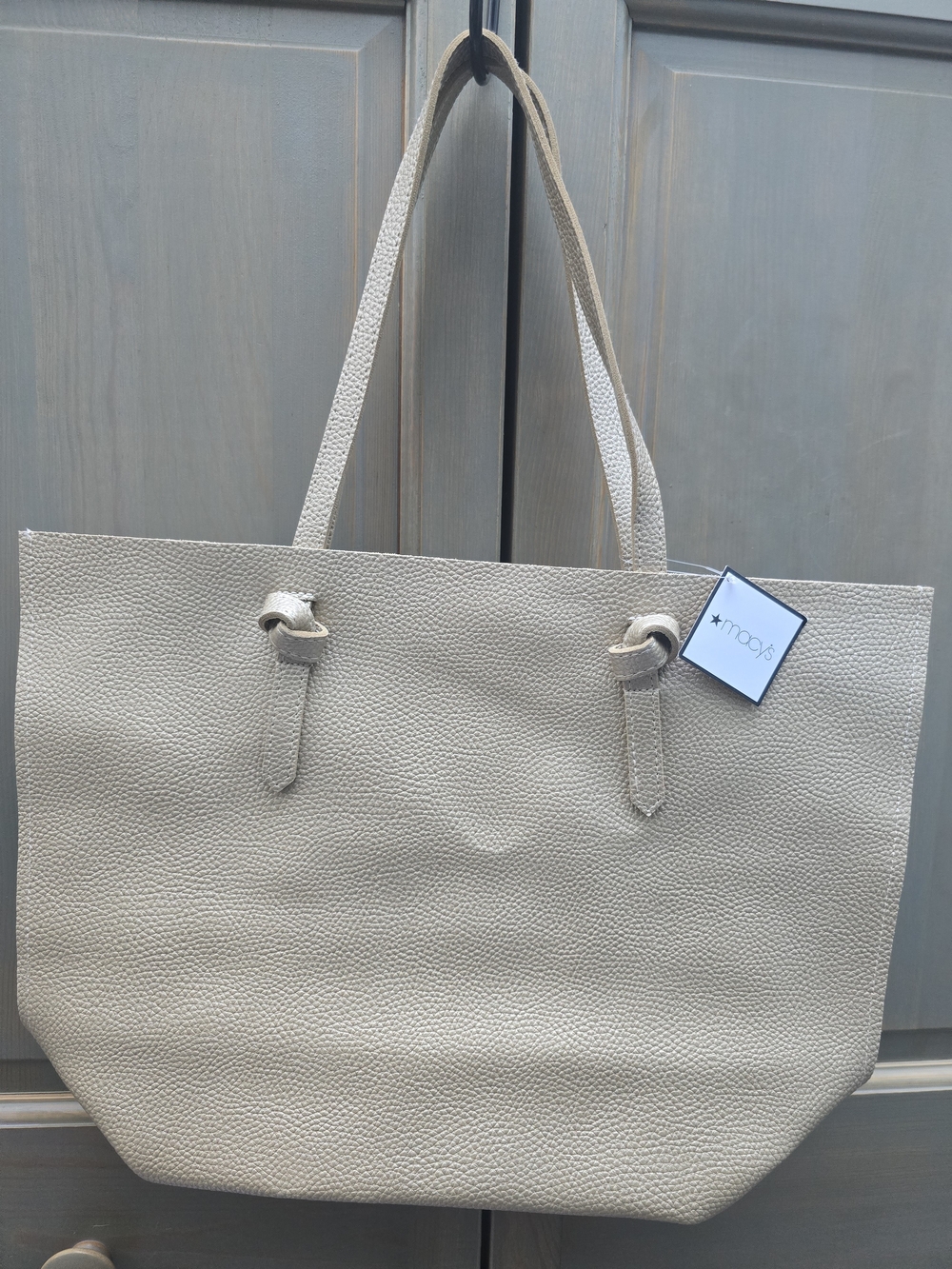 Macy's Beige Pebble-Texture Shoulder Tote